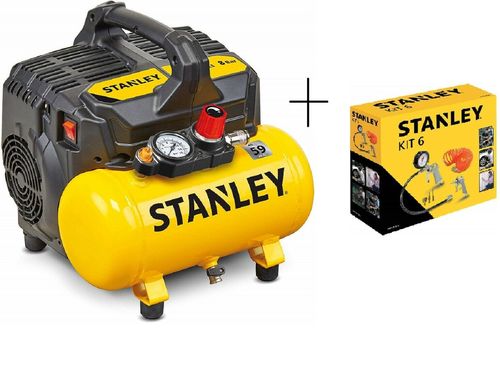 STANLEY DST 100/8/6 - Compressore Silenzioso (59dB) + KIT 6 STANLEY